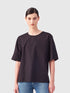 Hochgeschlossene Bluse aus Baumwolle im T-Shirt-Stil mit Knopfverschluss auf der Rückseite.