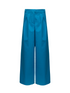 Lockersitzende Baumwollhose in Cyanblau mit weitem Bein und bequemer Passform. Der Hochbund sorgt für eine schmeichelhafte Silhouette.