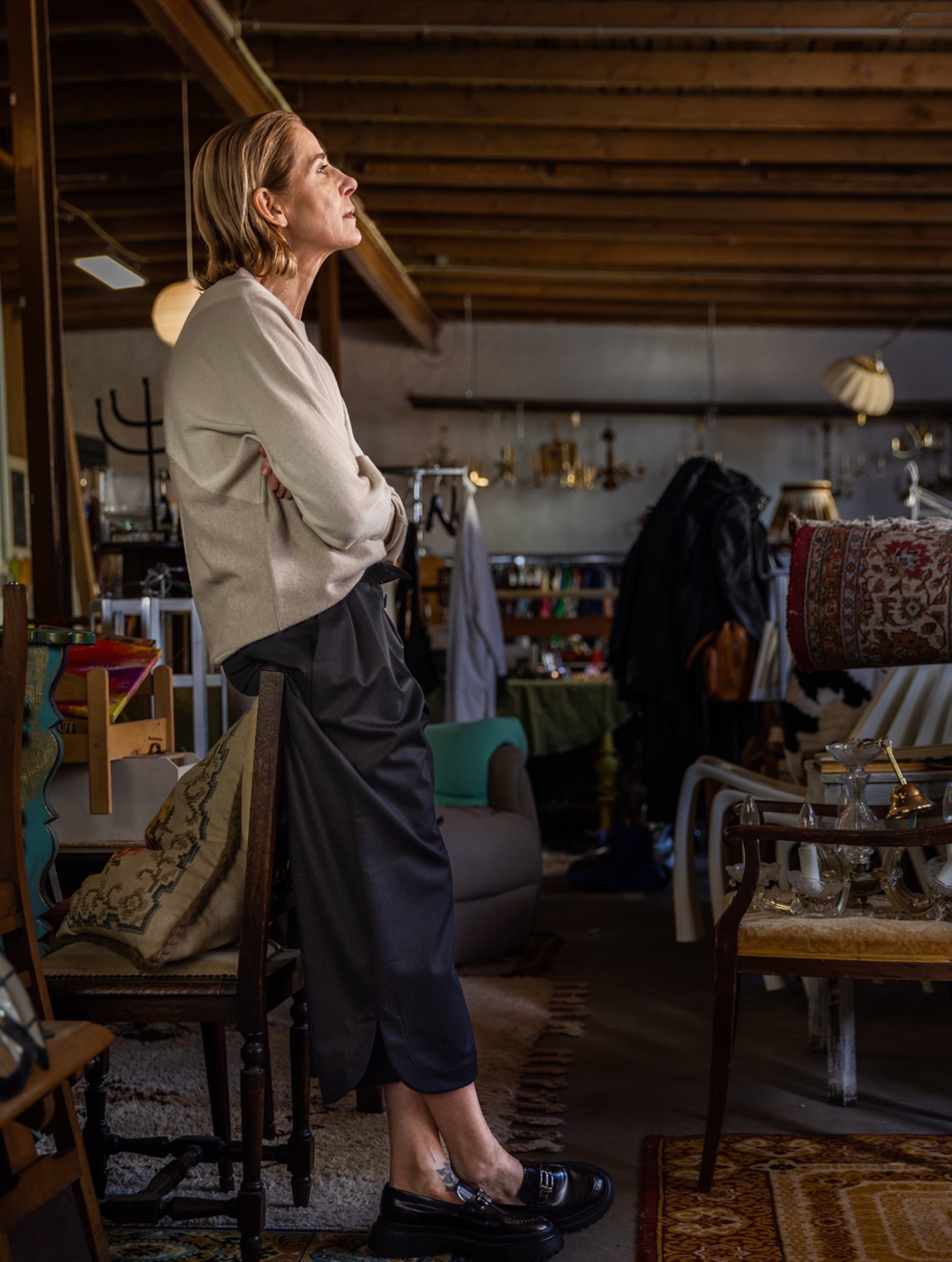 Hochtaillierte Culotte Hilka mit abgerundeter Saumlinie und nach unten faltbarer Bund von Helene Galwas