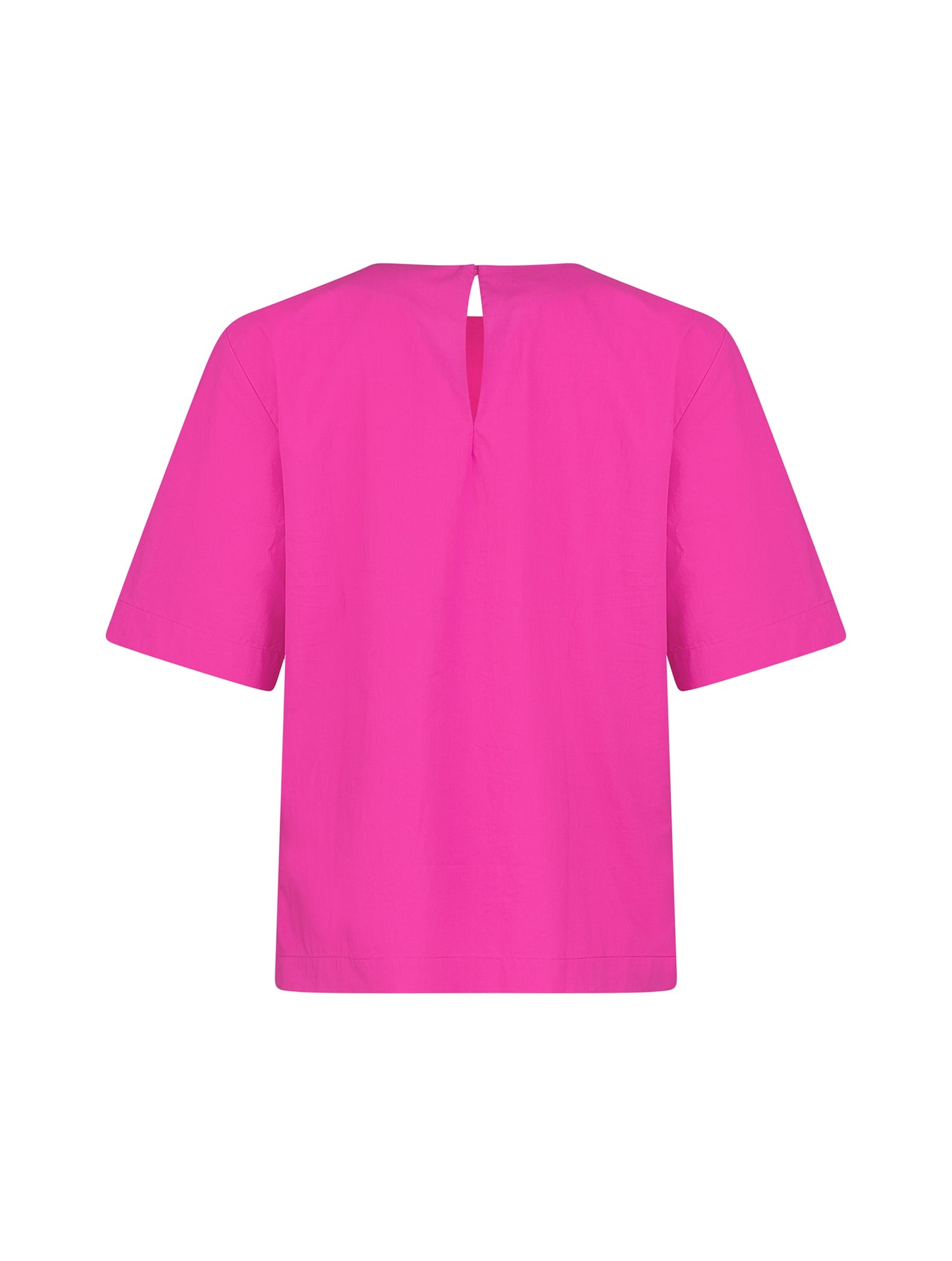 Hochgeschlossene Bluse aus Baumwolle im T-Shirt-Stil mit Knopfverschluss auf der Rückseite. Aus nachhaltiger Baumwolle gefertigt.