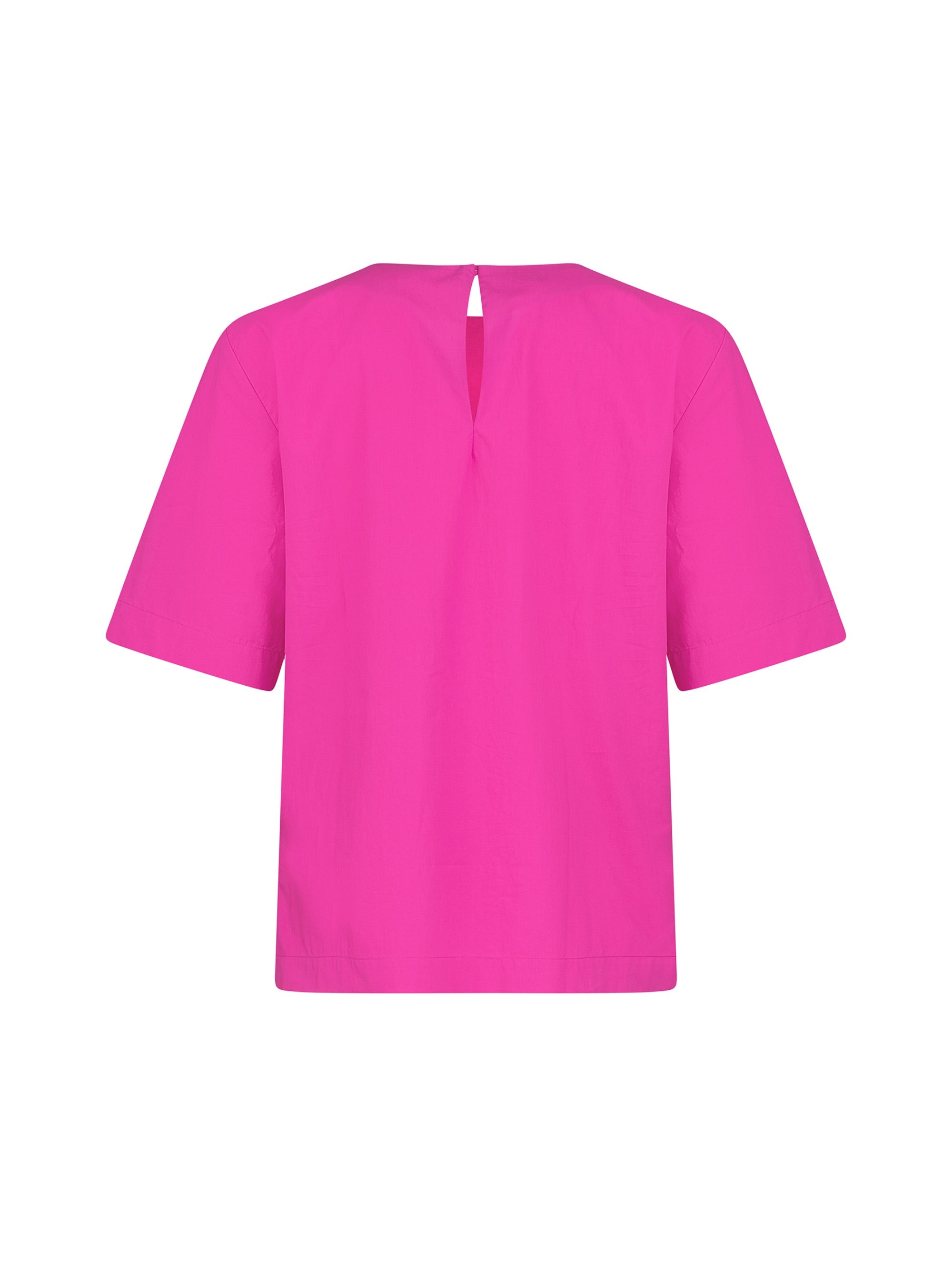 Hochgeschlossene Bluse aus Baumwolle im T-Shirt-Stil mit Knopfverschluss auf der Rückseite. Aus nachhaltiger Baumwolle gefertigt.