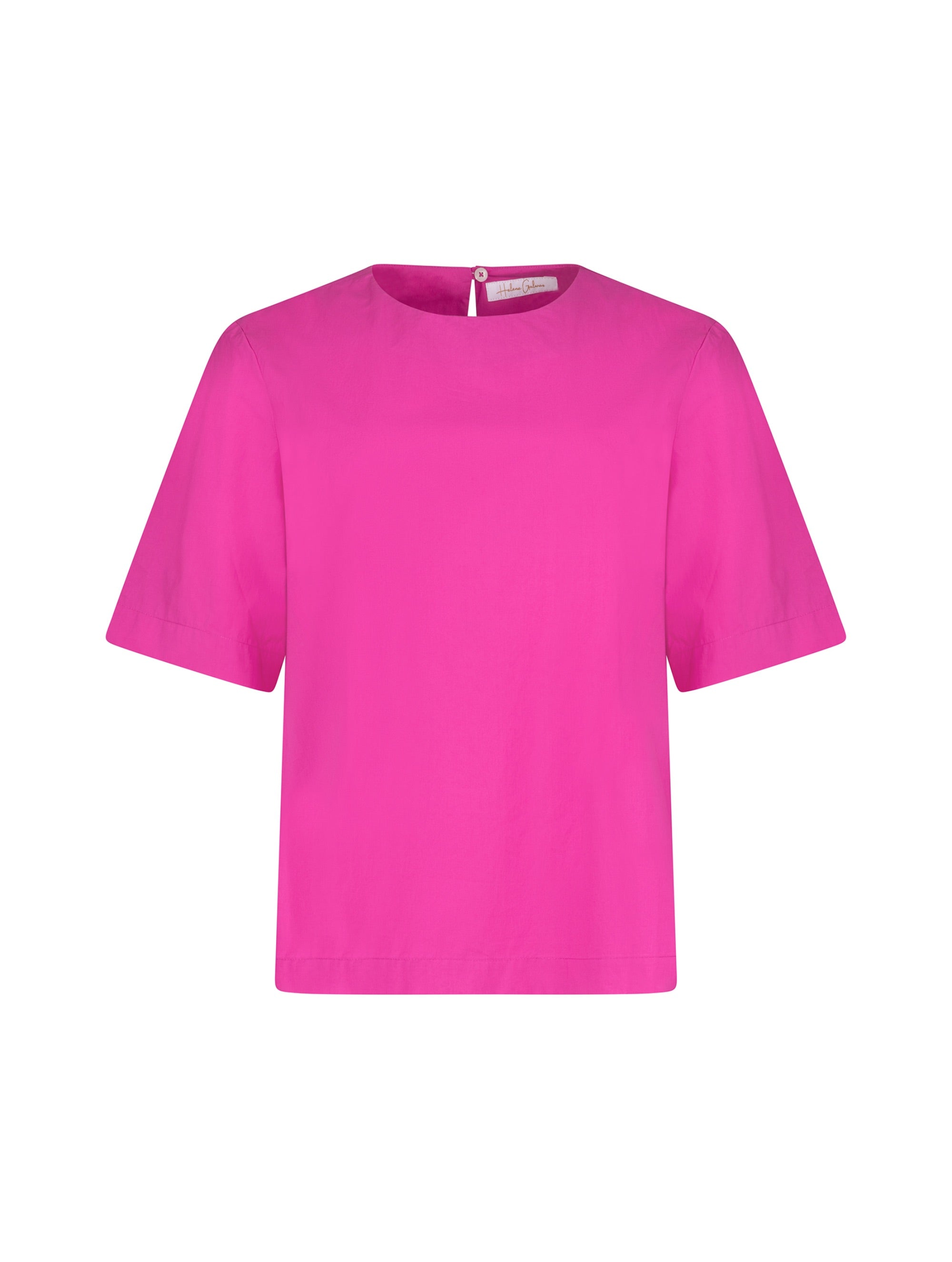 Hochgeschlossene Bluse aus Baumwolle im T-Shirt-Stil mit Knopfverschluss auf der Rückseite. Aus nachhaltiger Baumwolle gefertigt.