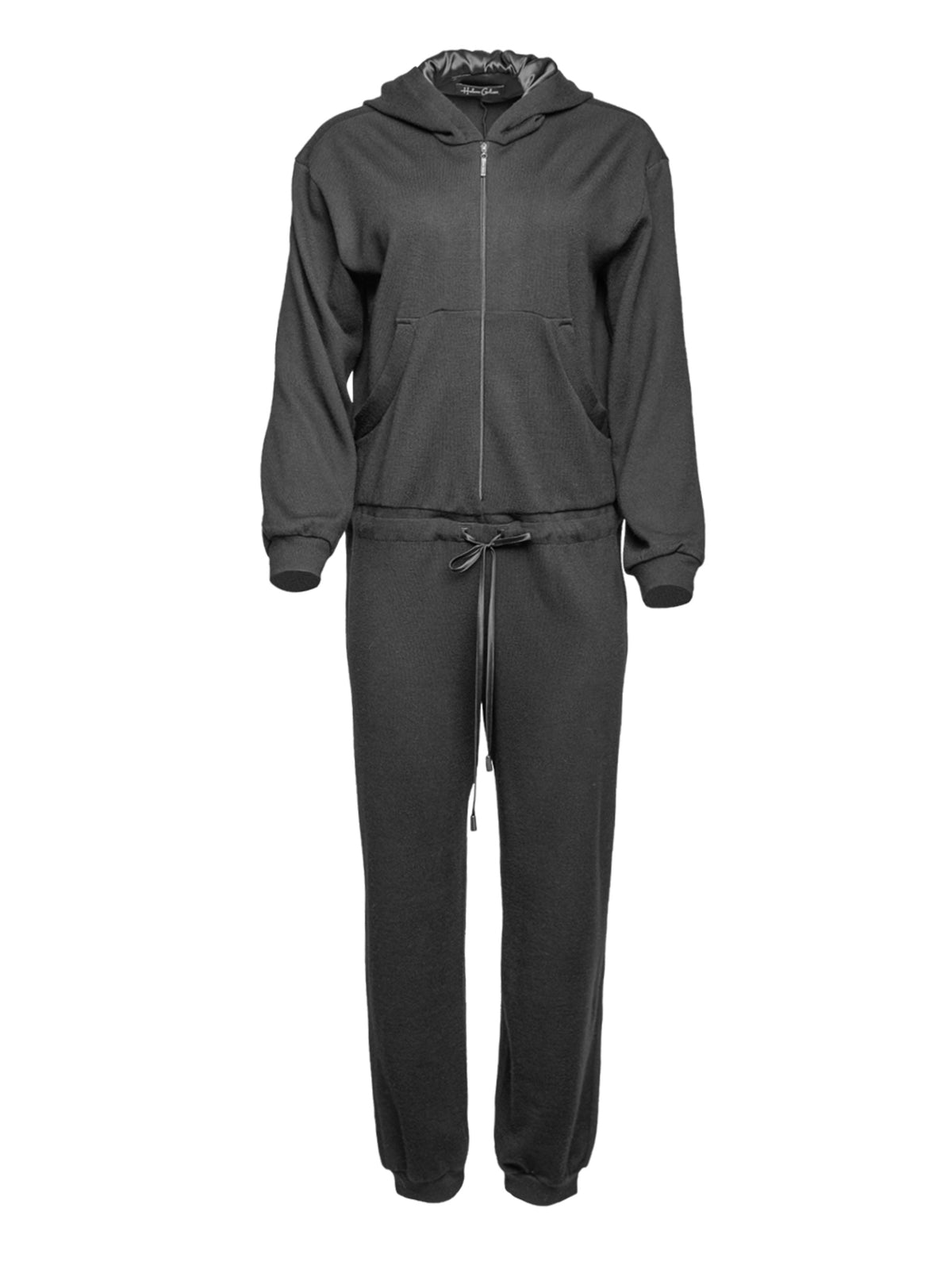 Jumpsuit aus 100% feiner Merinowolle, eine mit Seidensatin gefütterte Kapuze, Reißverschluss im Vorderteil sowie Kängurutaschen