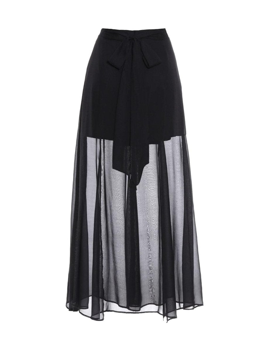 Bodenlanger Rock aus zarter Chiffonseide, seitlichen Schlitzen und einem verdeckten Reißverschluss