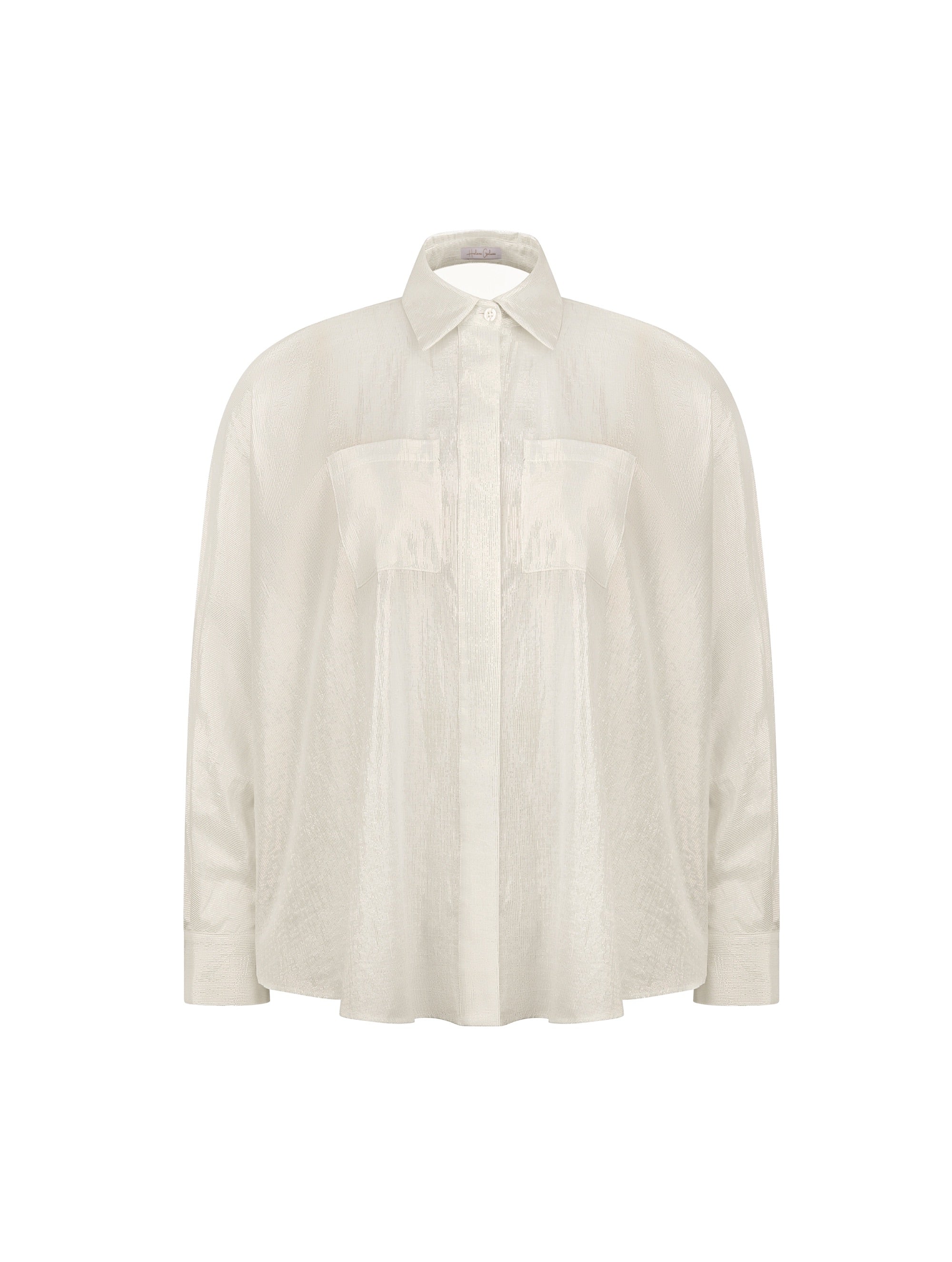 Weites Oversizebluse, sophisticated Look durch den ausgefallenen Rückenauschnitt, der sich verstellen lässt, sodass man die Tiefe des Rückenausschnitts anpassen kann, Lange Ärmel mit klassischen Hemdmanschetten und Kragen.