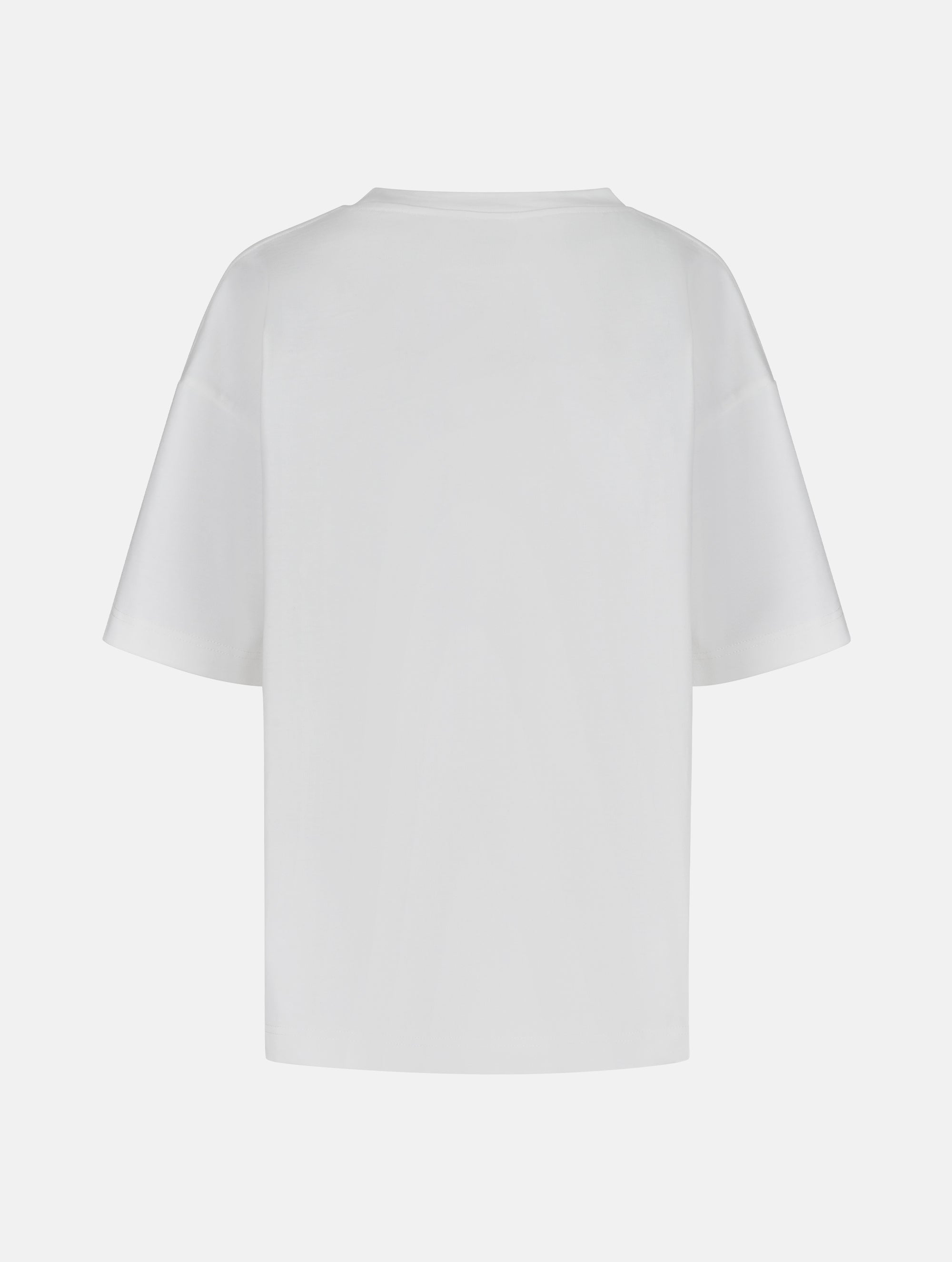 Grade geschnittenes Oversize T-Shirt aus Heavy Jersey mit Totenkopf-Stickerei Applikation.