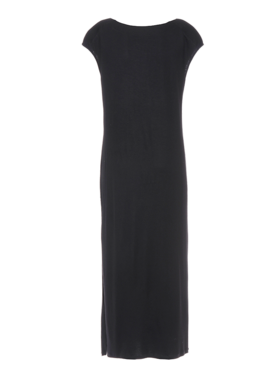 Midi-Schlauchkleid aus Edel-Jersey mit rundem Ausschnitt, Schulterpolstern und Schlitz an der Seite