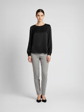 Alina long sleeves black Blouse. Schwarz Langarmbluse.