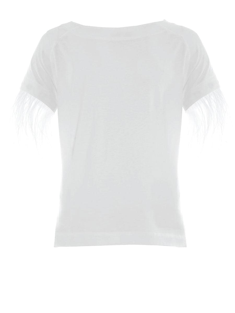 T-Shirt aus Viskose mit hohem Tragekomfort und abknöpfbaren Federn an den Ärmeln