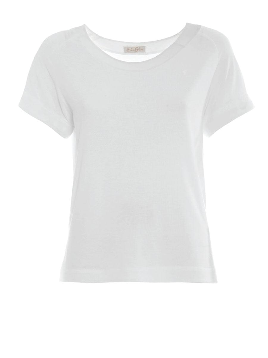 T-Shirt aus Viskose mit hohem Tragekomfort und abknöpfbaren Federn an den Ärmeln
