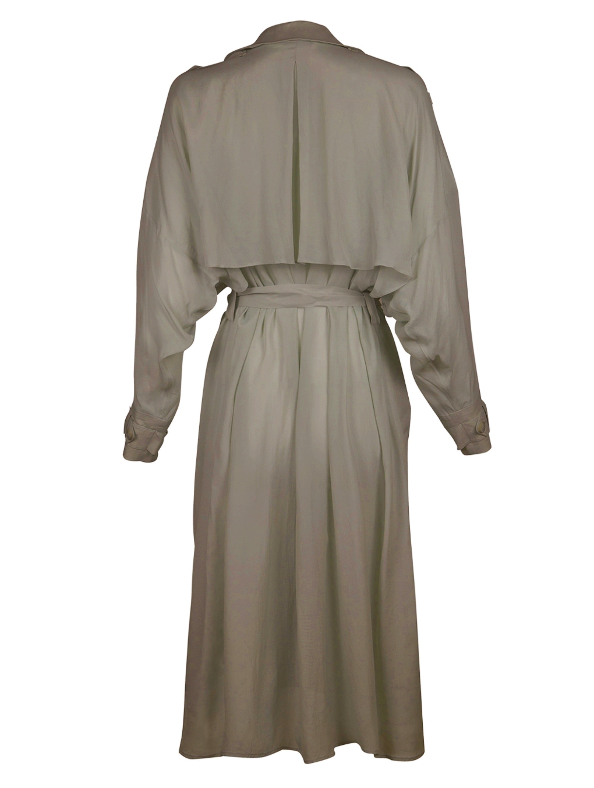 Doppelreihiger Trenchcoat aus 100% Seide, mit Schulter -und Rückencoller und extralangen Schulter- und Manschettenriegel