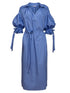 Lockersitzendes Wickelkleid mit weiten, raffbaren Volantärmeln als stilvolles und vielseitiges Kleidungsstück mit hohen Seitenschlitzen