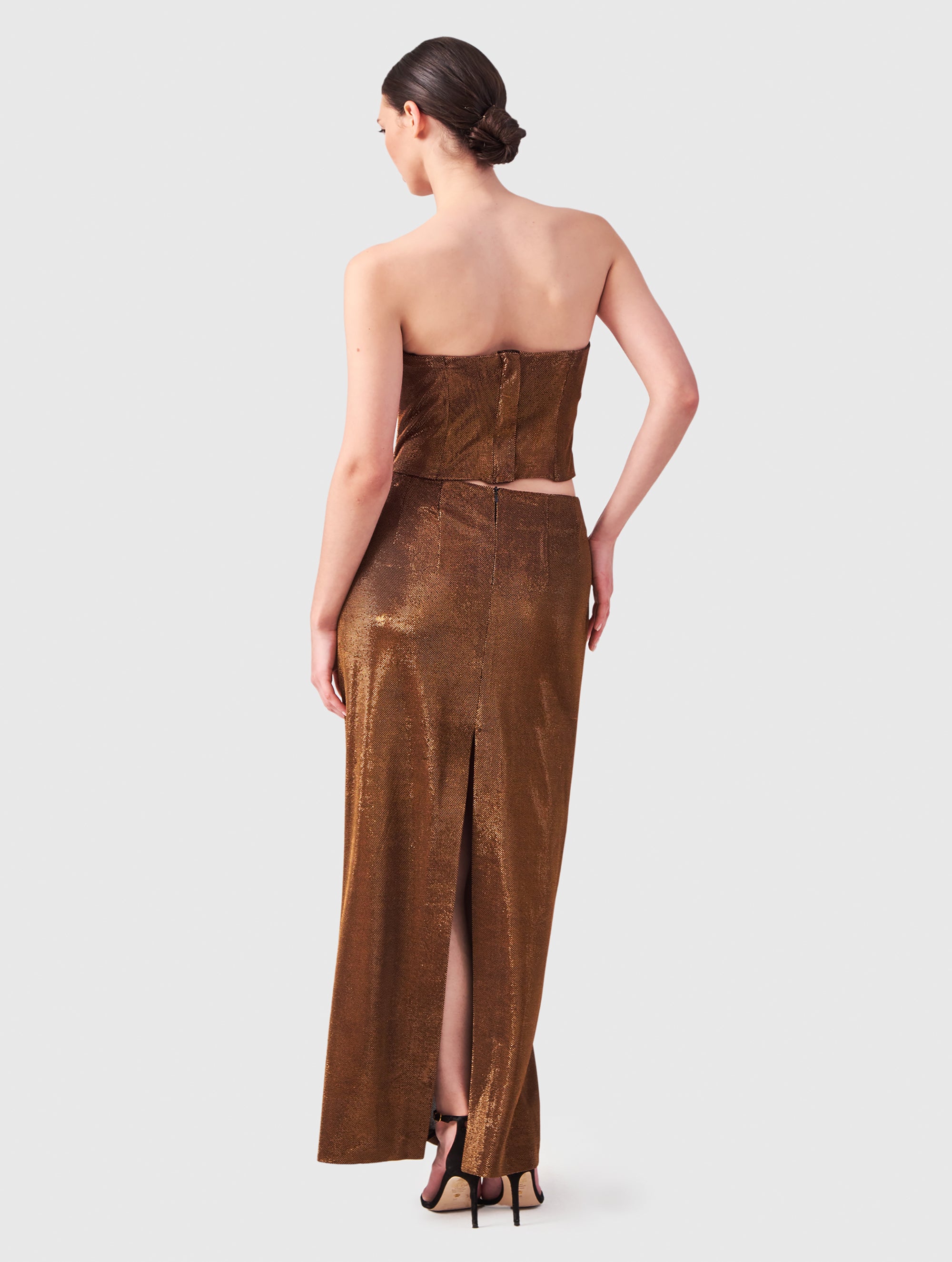 Glänzender Maxirock Heda aus Lamé-Strick mit Lurex von Helene Galwas