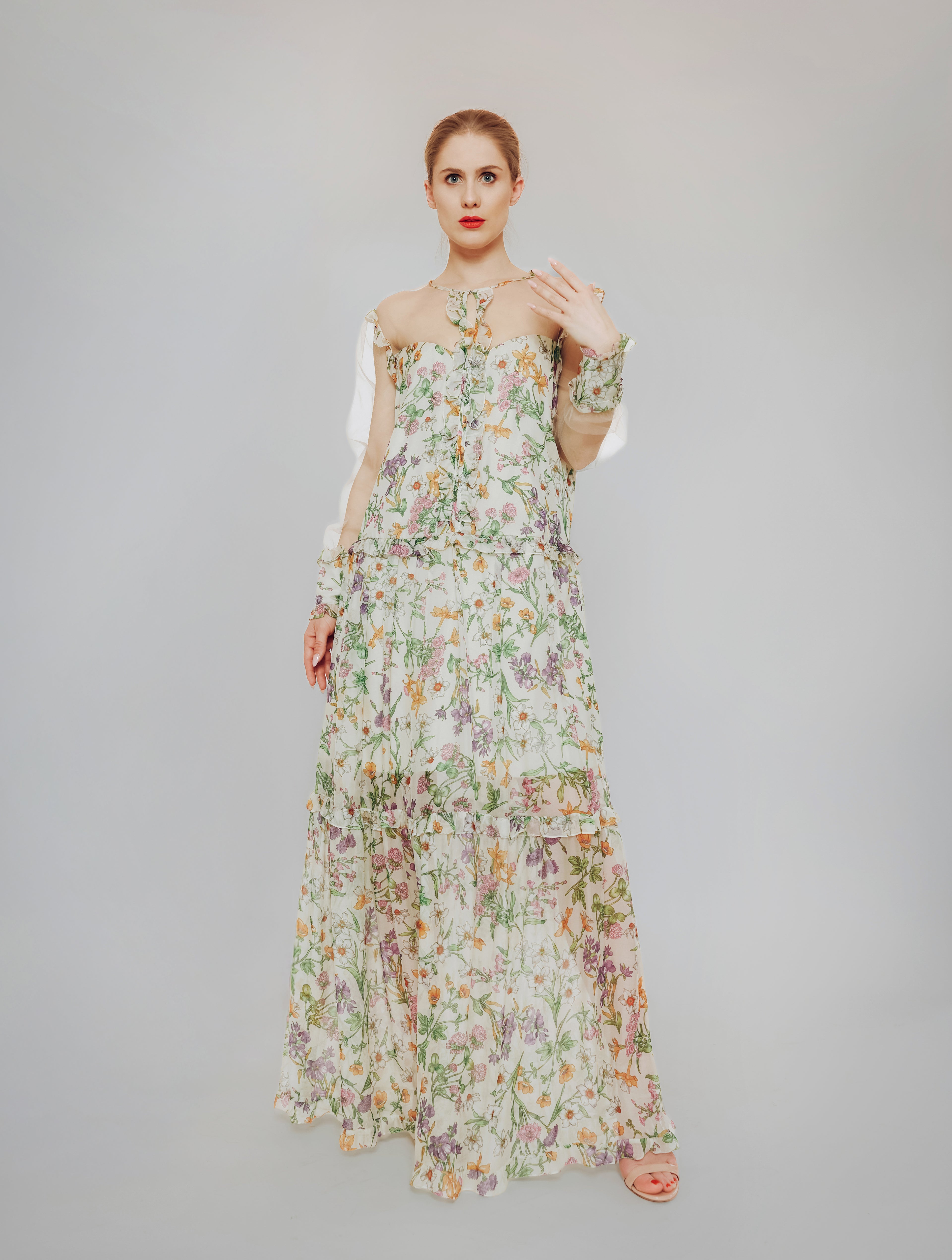 Nadia-Maxikleid mit Blumenmuster