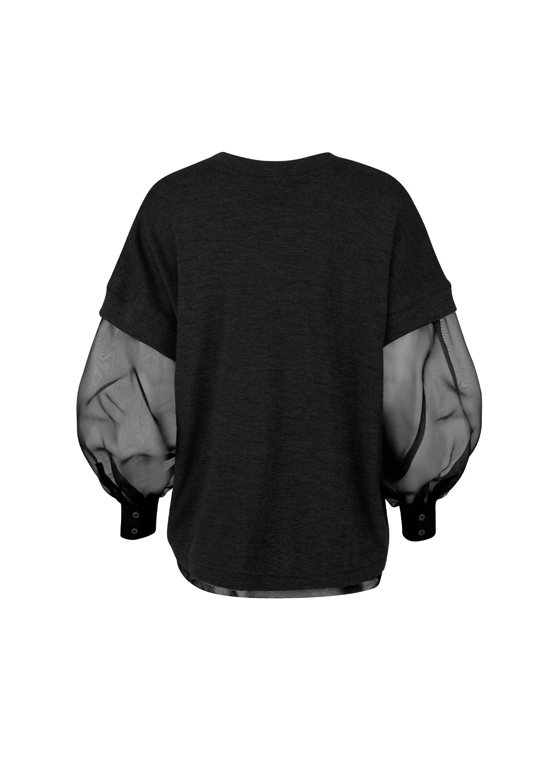 Pullover aus reiner Wolle mit Ärmeln aus Organza-Seide für Wärme und Eleganz