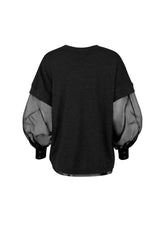 Pullover aus reiner Wolle mit Ärmeln aus Organza-Seide für Wärme und Eleganz