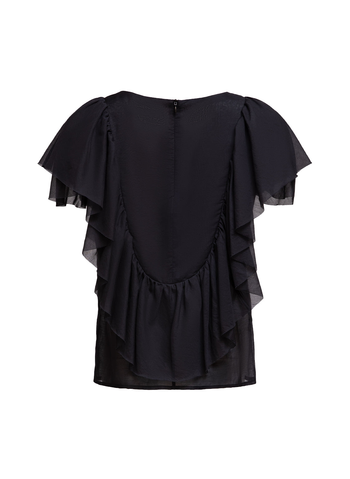Exquisite Bluse aus einem luxuriösen Seide-Baumwoll Mix und eleganten Volants aus feiner Chiffonseide