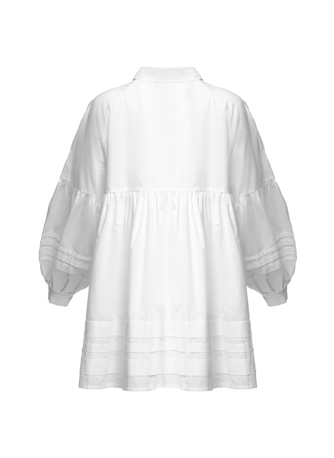 Hemdbluse aus Premium Baumwolle, aufgesetzte Taschen, Ballonärmel und von Hand gelegte Biesen