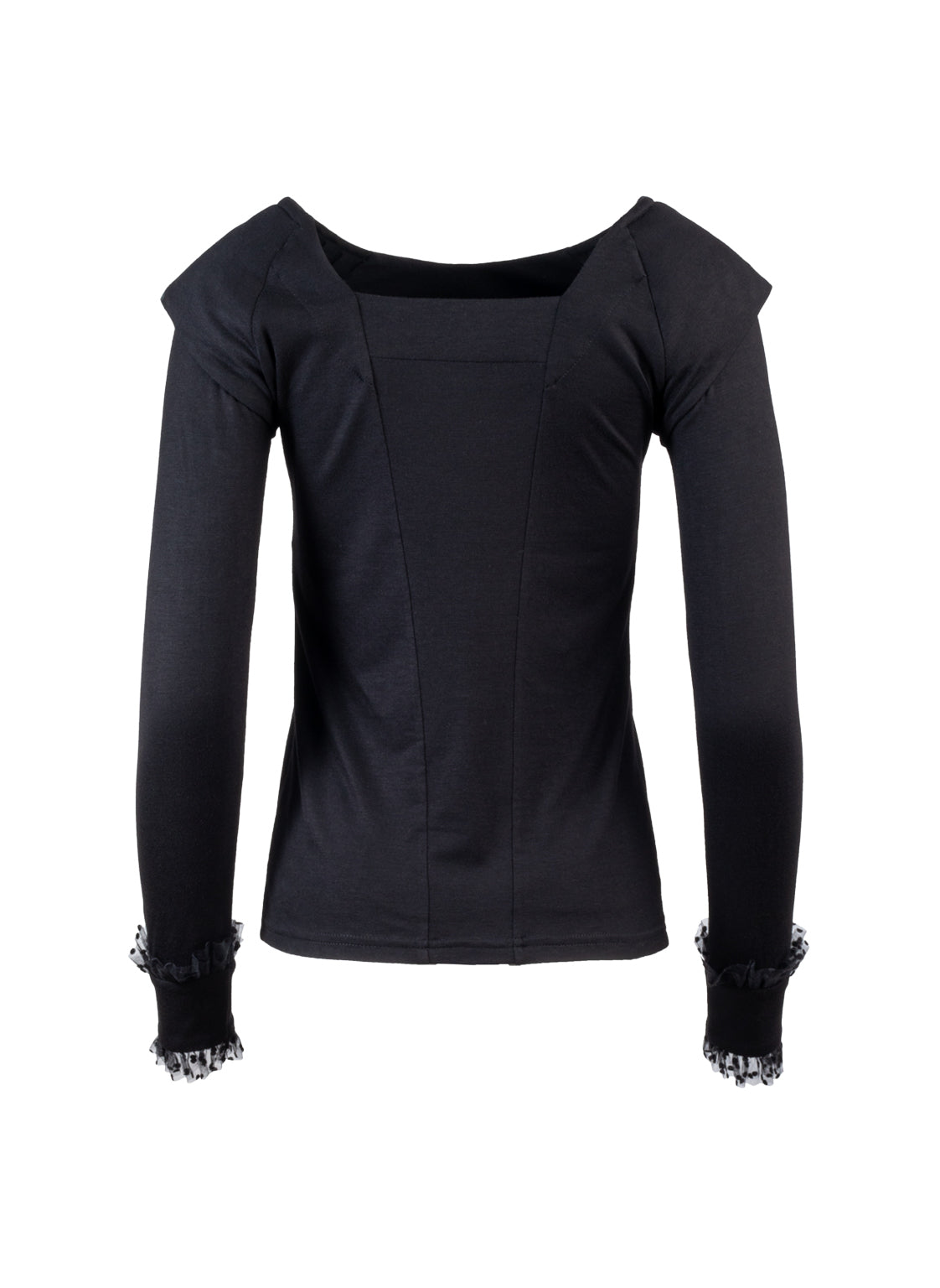 Langarmshirt aus hochwertiger Viskose, mit verspielter Rüschenverzierungen am Armabschluss sowie dezenten Schulterpolstern