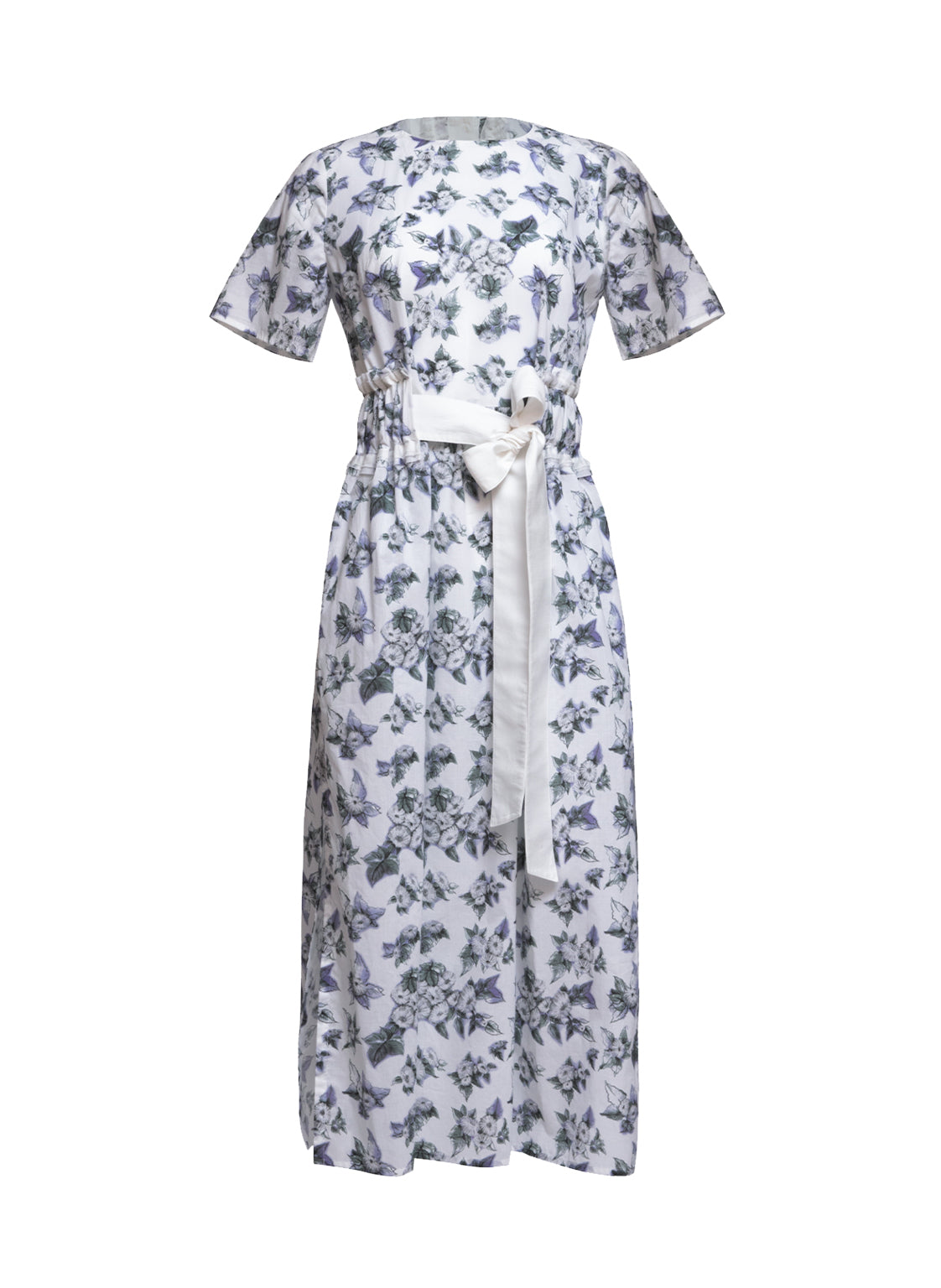 Blüten print kurzarm Maxikleid. Flowered print shortsleeve Maxidress