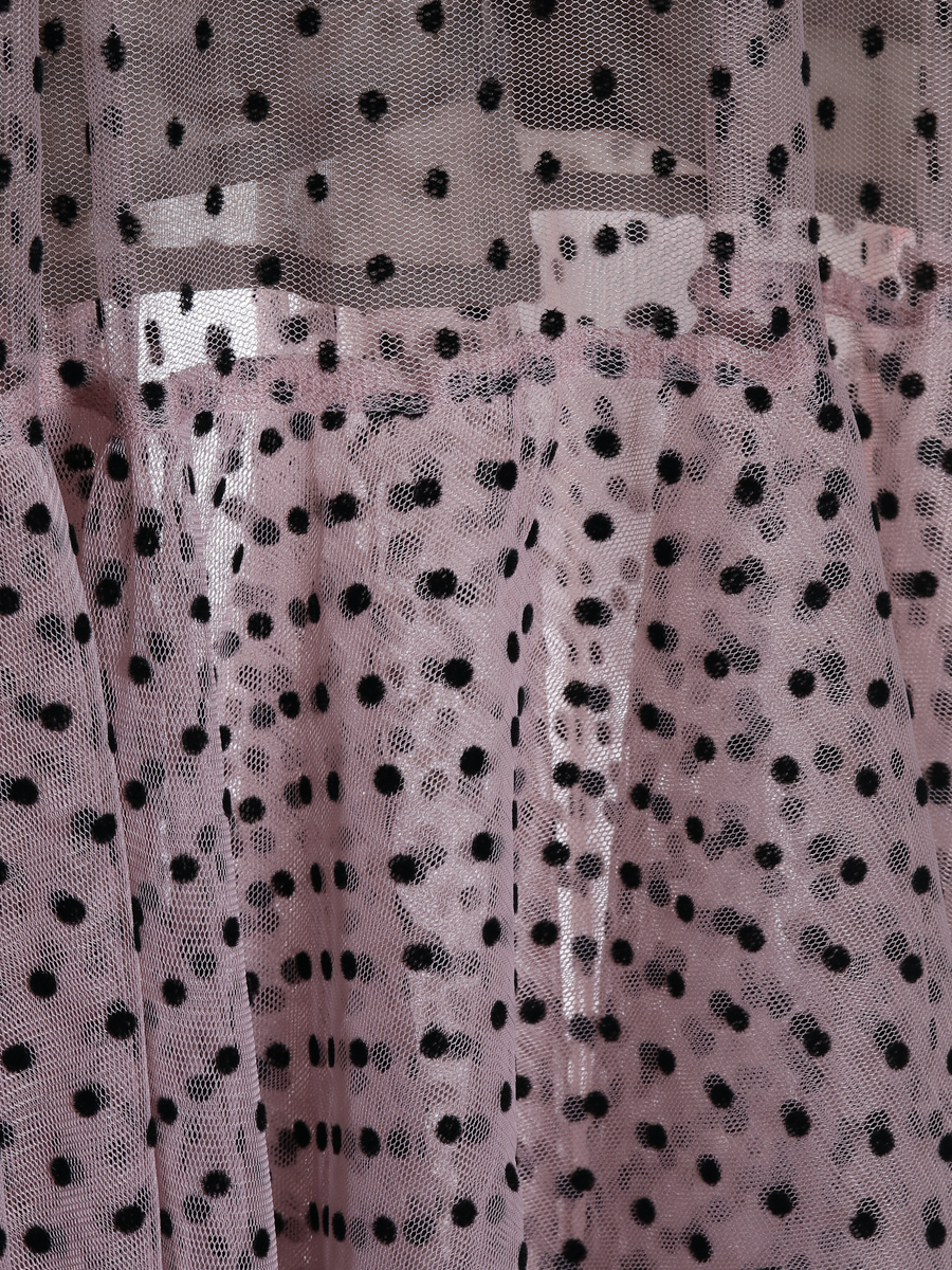 Maxikleid aus Tüll mit Samt Pünktchen, ungesäumten Kanten und blickdichtem Unterkleid