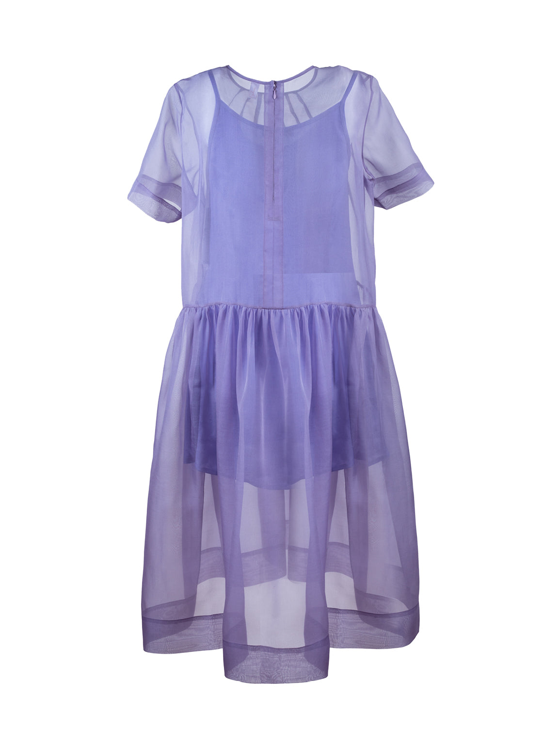 Midi-Kleid aus hochwertiger Organzaseide, kunstvollen Biesen im Brustbereich und passendem Unterkleid aus Viskose-Seiden Mix