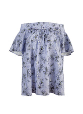 Weit geschnittene Bluse aus Premium Baumwolle, Carmen Ausschnitt auf dem Rücken zum Binden und ausgestellten Ärmeln.