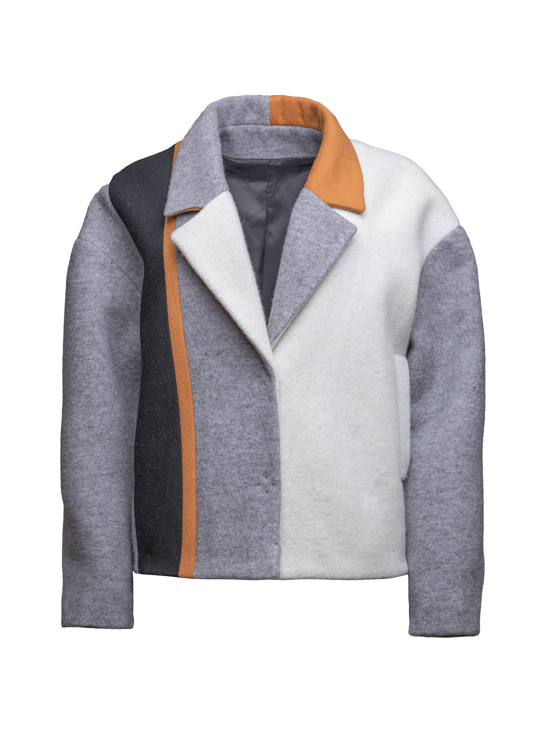 Oversize Colour-Blocking Mantel aus Kaschmir und Merinowolle und abknöpfbarem Unterteil