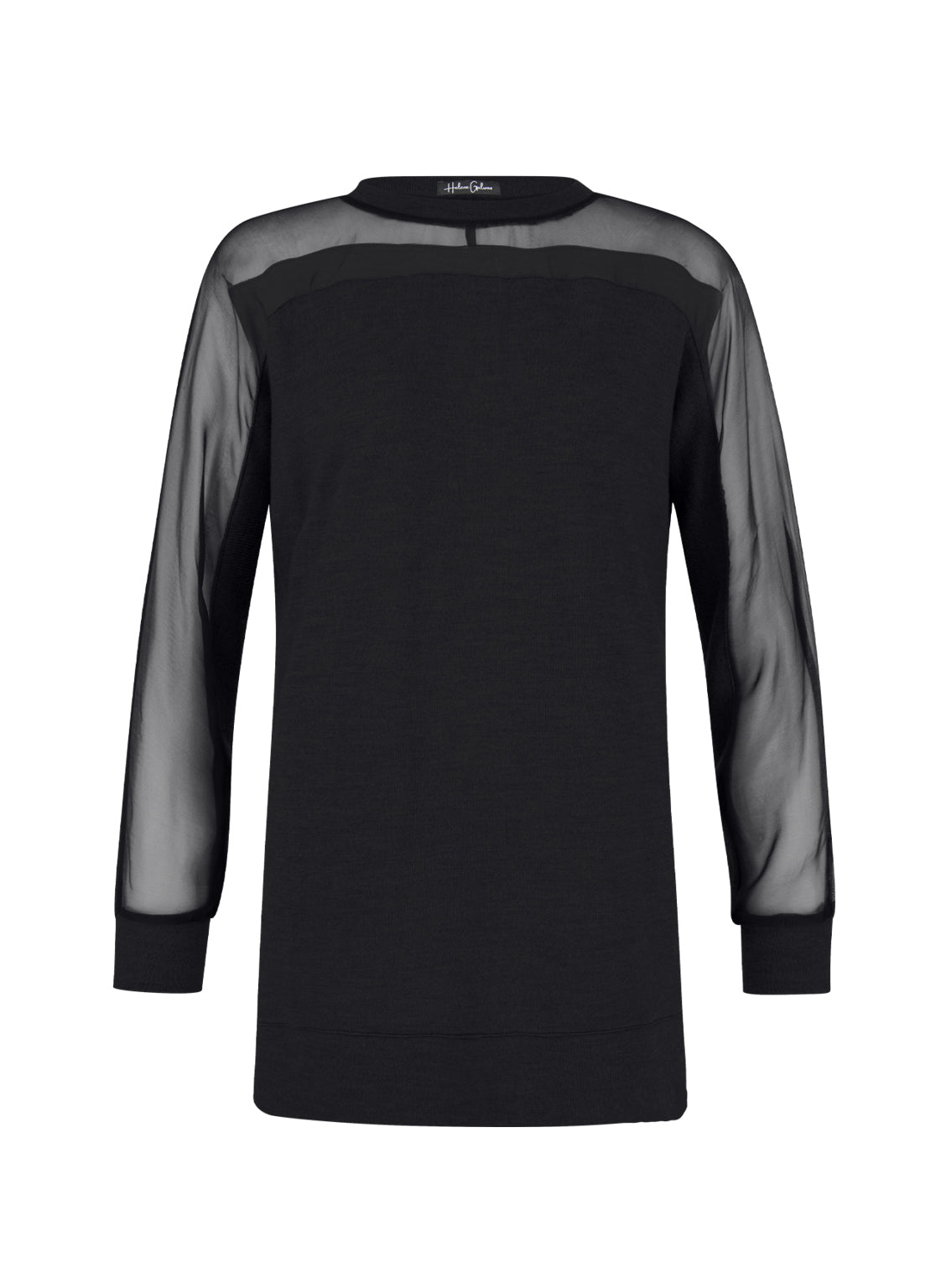 Exquisiter Pullover aus feinster Wolle mit einem transparenten Einsatz aus luxuriöser Organzaseide