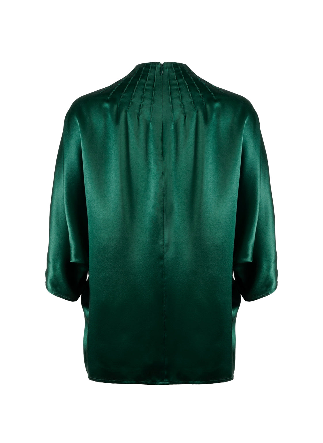 Langarm Bluse aus hochwertiger Seide, weit geschnittenen Ärmeln und Paspeln im Brustbereich