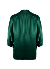 Langarm Bluse aus hochwertiger Seide, weit geschnittenen Ärmeln und Paspeln im Brustbereich