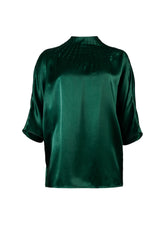 Langarm Bluse aus hochwertiger Seide, weit geschnittenen Ärmeln und Paspeln im Brustbereich