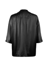 Langarm Bluse aus hochwertiger Seide, weit geschnittenen Ärmeln und Paspeln im Brustbereich