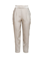 Hose aus Seiden-Elastan Mischung, Eingriffstaschen und optisch abgesetzte Seitenstreifen