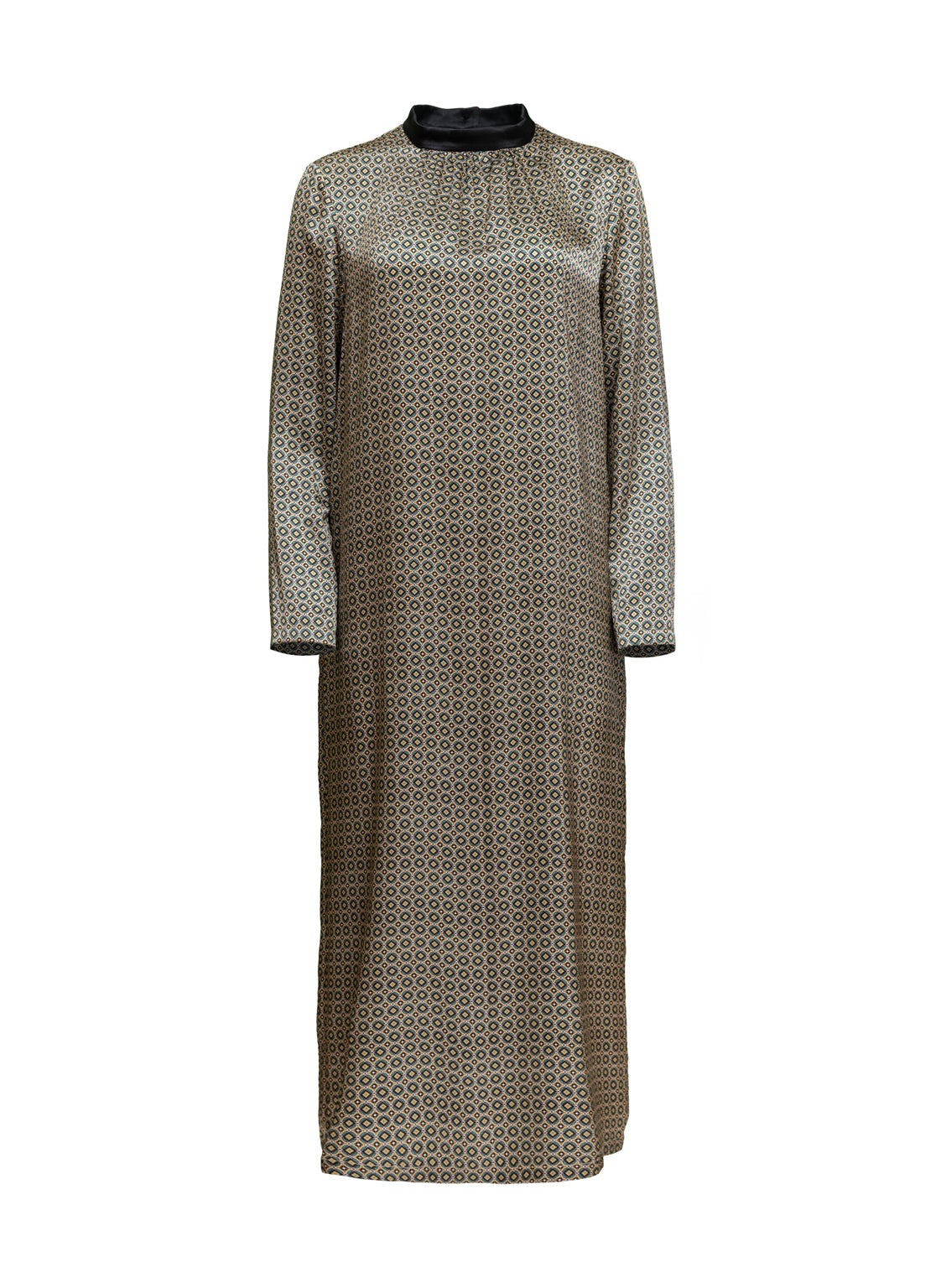 Lang geschnittenes Seidenkleid Hope aus 100% italienischer Seide mit exklusivem Print von Helene Galwas