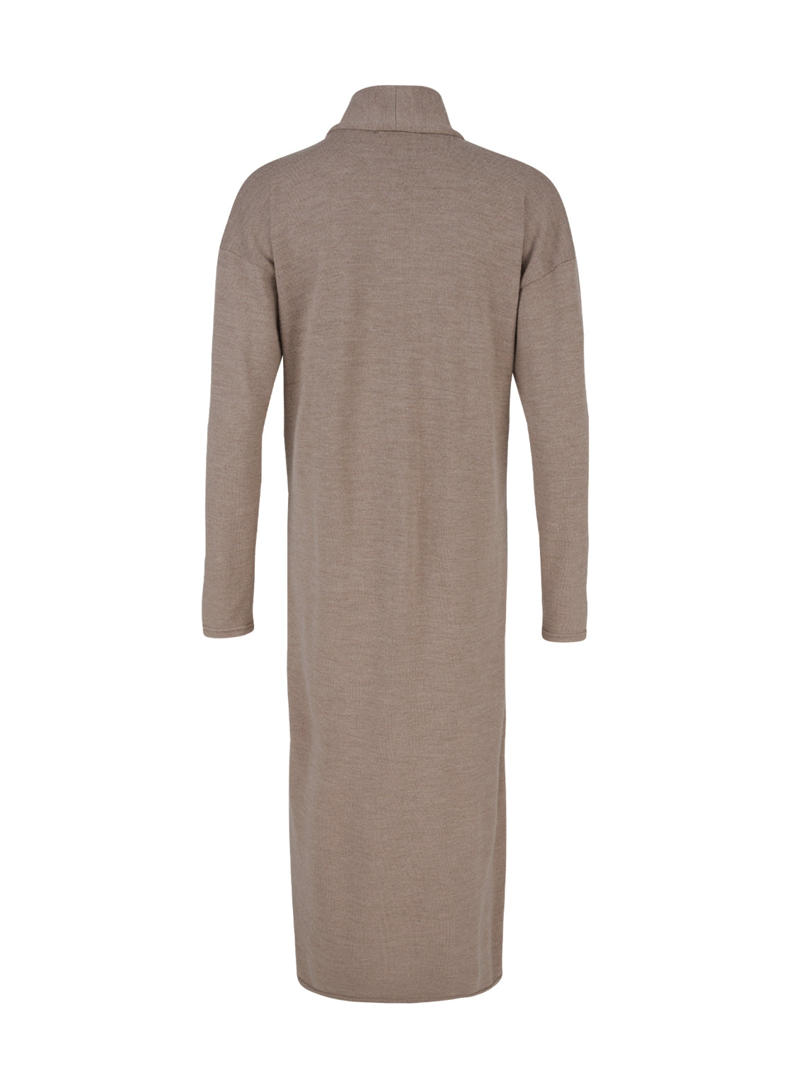 Bodenlanger Strickmantel aus 100% Wolle mit einem schmeichelhaften Schalkragen und praktischen seitlichen Taschen