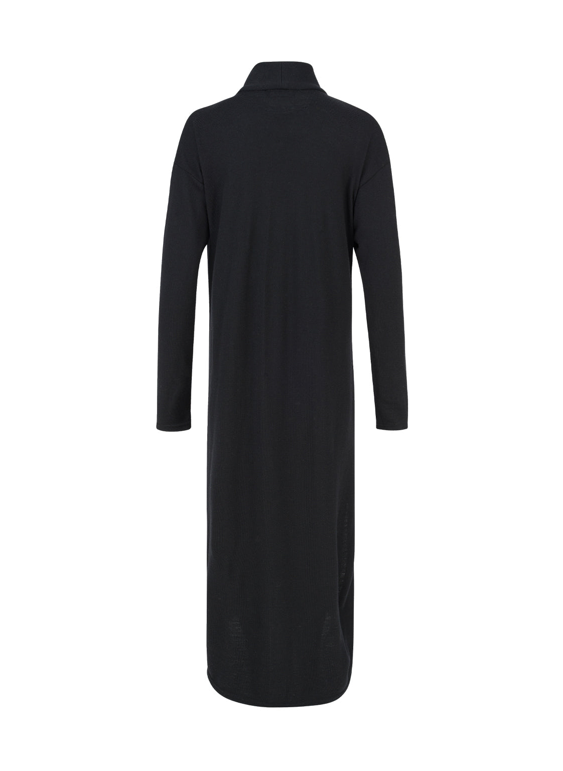 Bodenlanger Strickmantel aus 100% Wolle mit einem schmeichelhaften Schalkragen und praktischen seitlichen Taschen