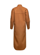 Langer Wendemantel aus limitiertem Doubleface Material, eine Seite Neopren, die andere aus Wolle und Kaschmir mit hohen seitlichen Schlitzen