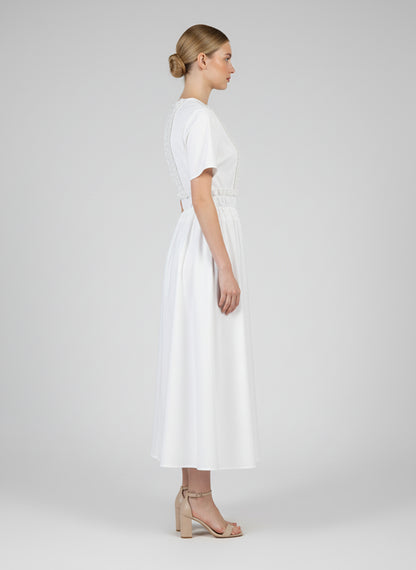 Weißes kurzarm Maxikleid. White shortsleeve Maxidress