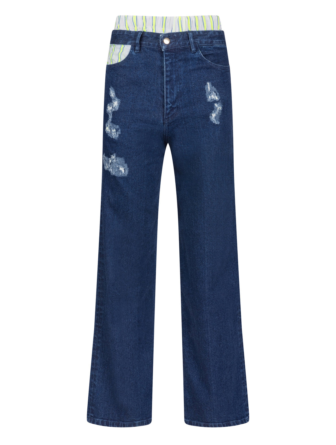 2-in-1 Jeans mit weitem Hosenbein und Destroyed-Look und verschiedenen Tragemöglichkeiten mit den integrierten Shorts