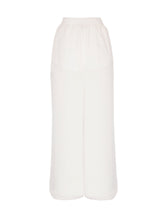 Weit geschnittene, leichte Baumwoll-Seidenhose mit integriertem Höschen und elastischem Bund