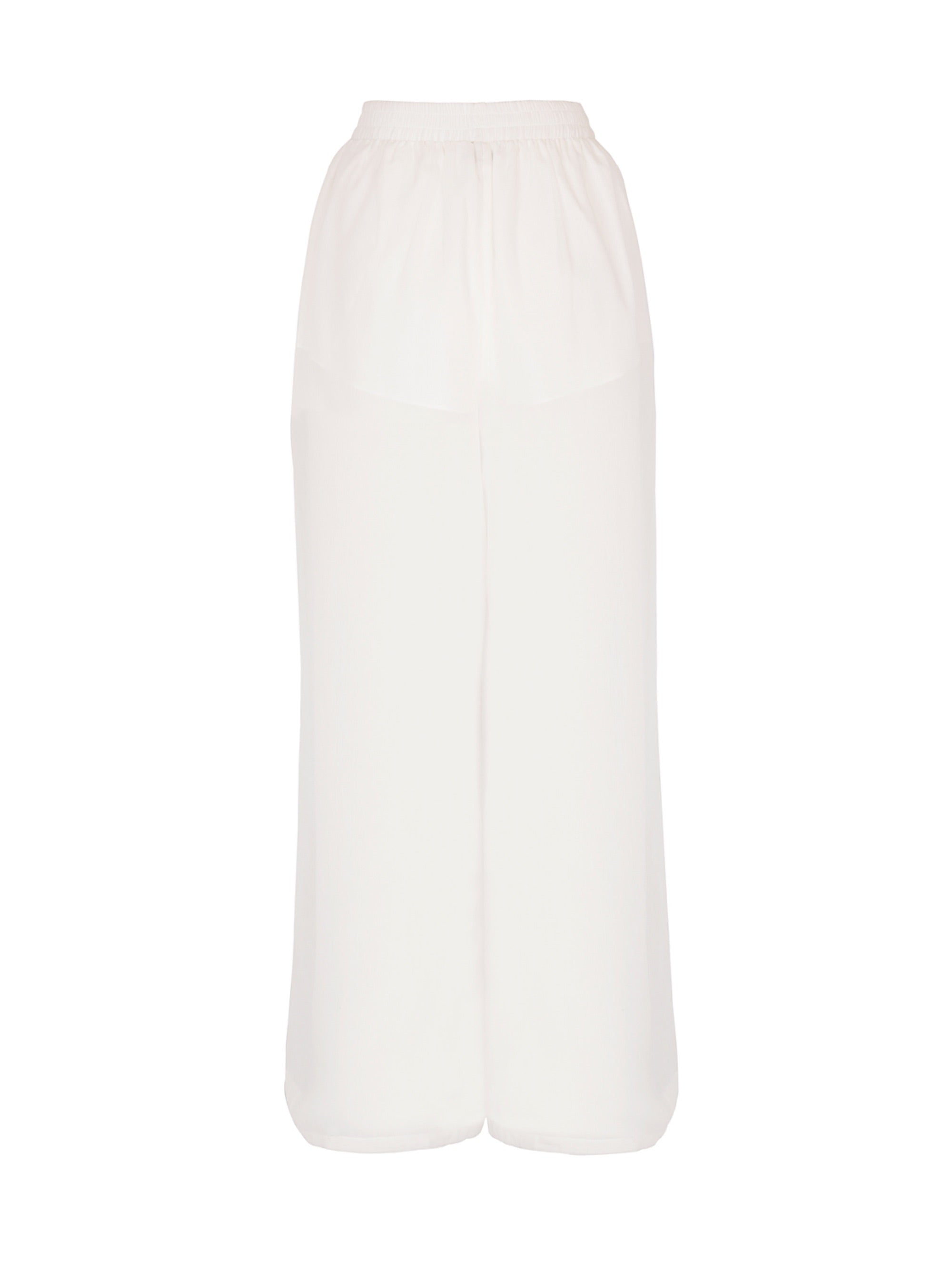 Weit geschnittene, leichte Baumwoll-Seidenhose mit integriertem Höschen und elastischem Bund