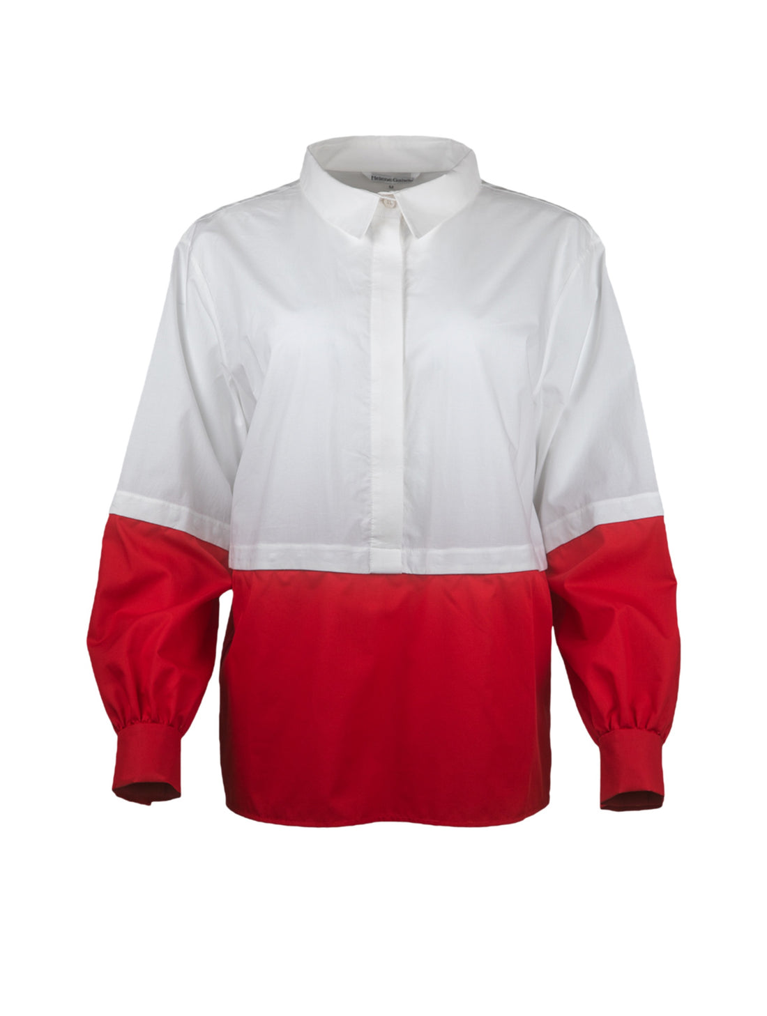 Bluse aus 100% feiner Baumwolle mit weitem Umlegekragen, durch abknöpfbarem unteren Teil auch als Crop-Bluse zu tragen