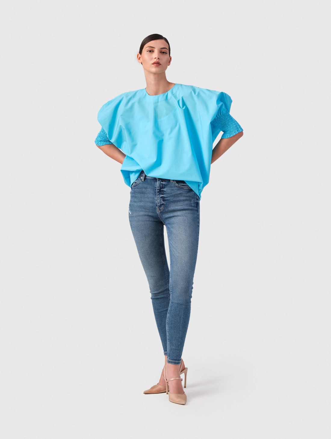 Ildiko - Short-sleeved cotton blouse