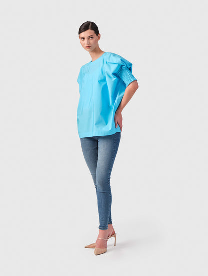 Ildiko - Short-sleeved cotton blouse