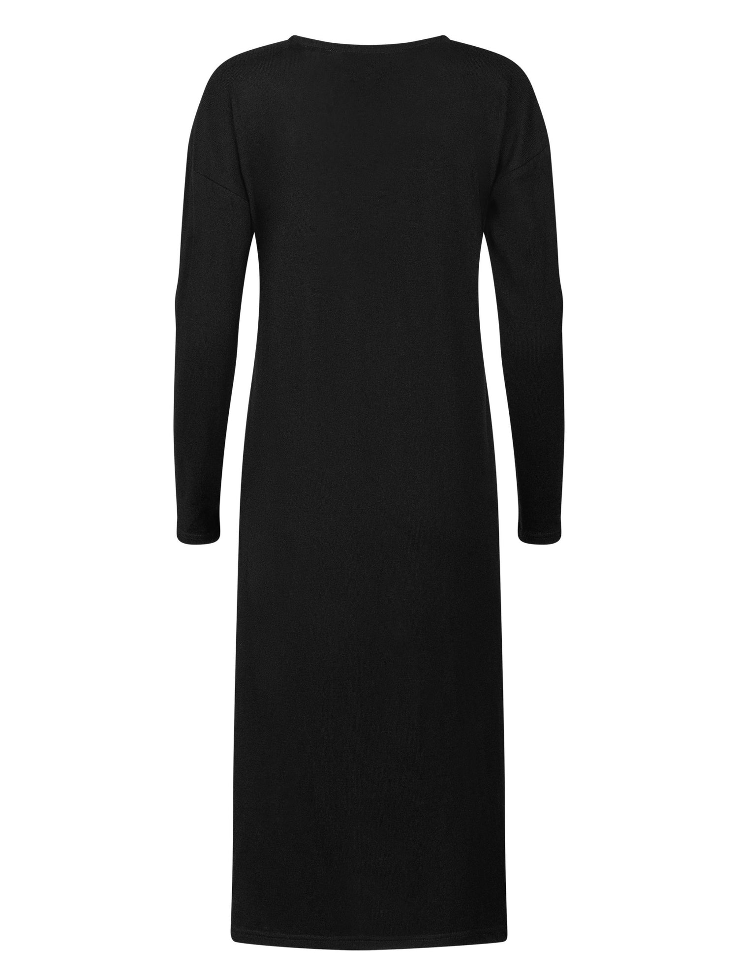 Locker geschnittenes Midikleid mit V-Ausschnitt, langen Seitenschlitzen und Gürtel. Dieses Modell ist Teil unserer REBORN-Kollektion und steht für unsere &quot;Zero-Waste-Politik&quot;