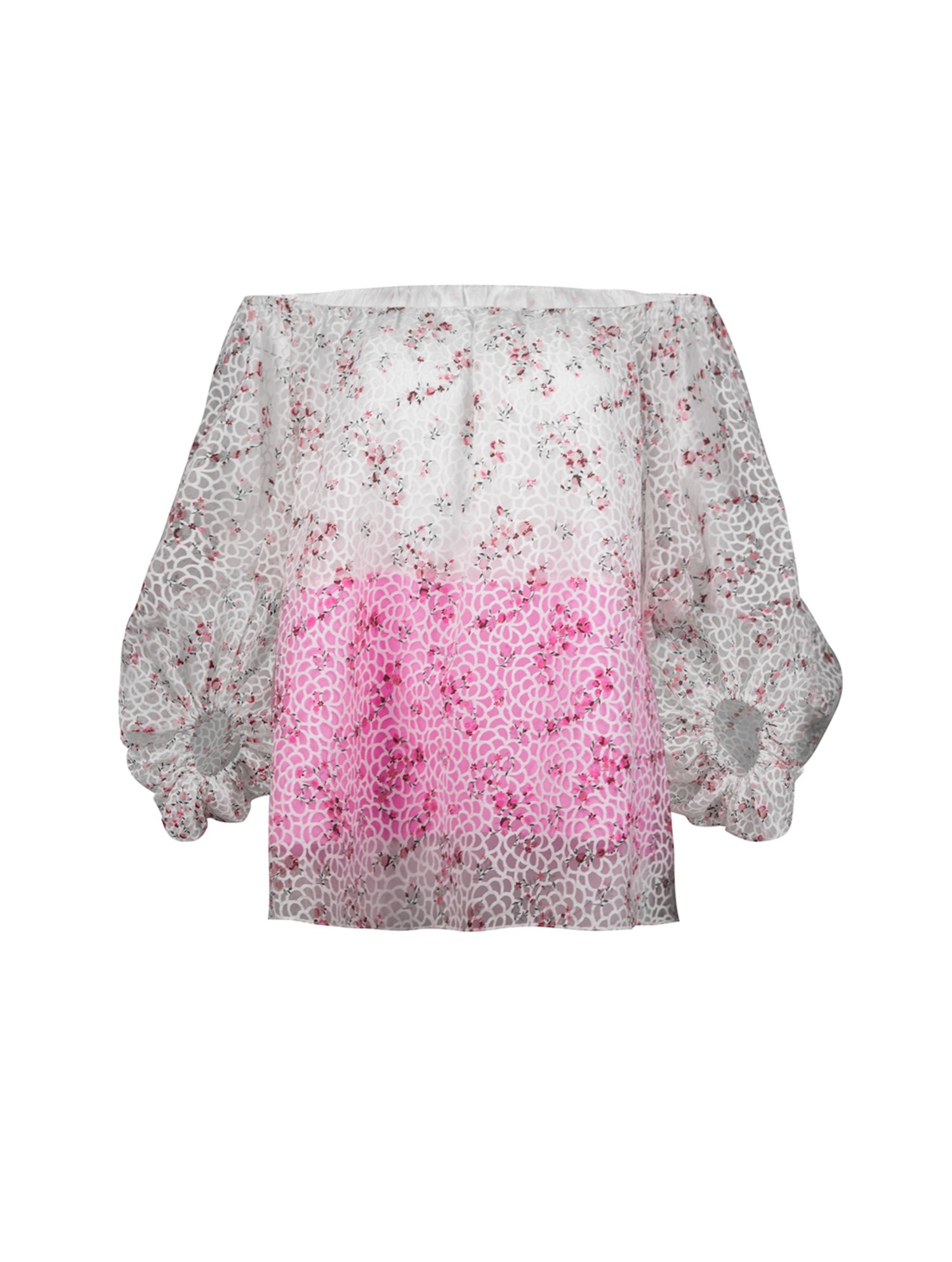 Carmenbluse mit weiter Passform, lockeres Design und auffällige Optik durch das Devoree Gewebes