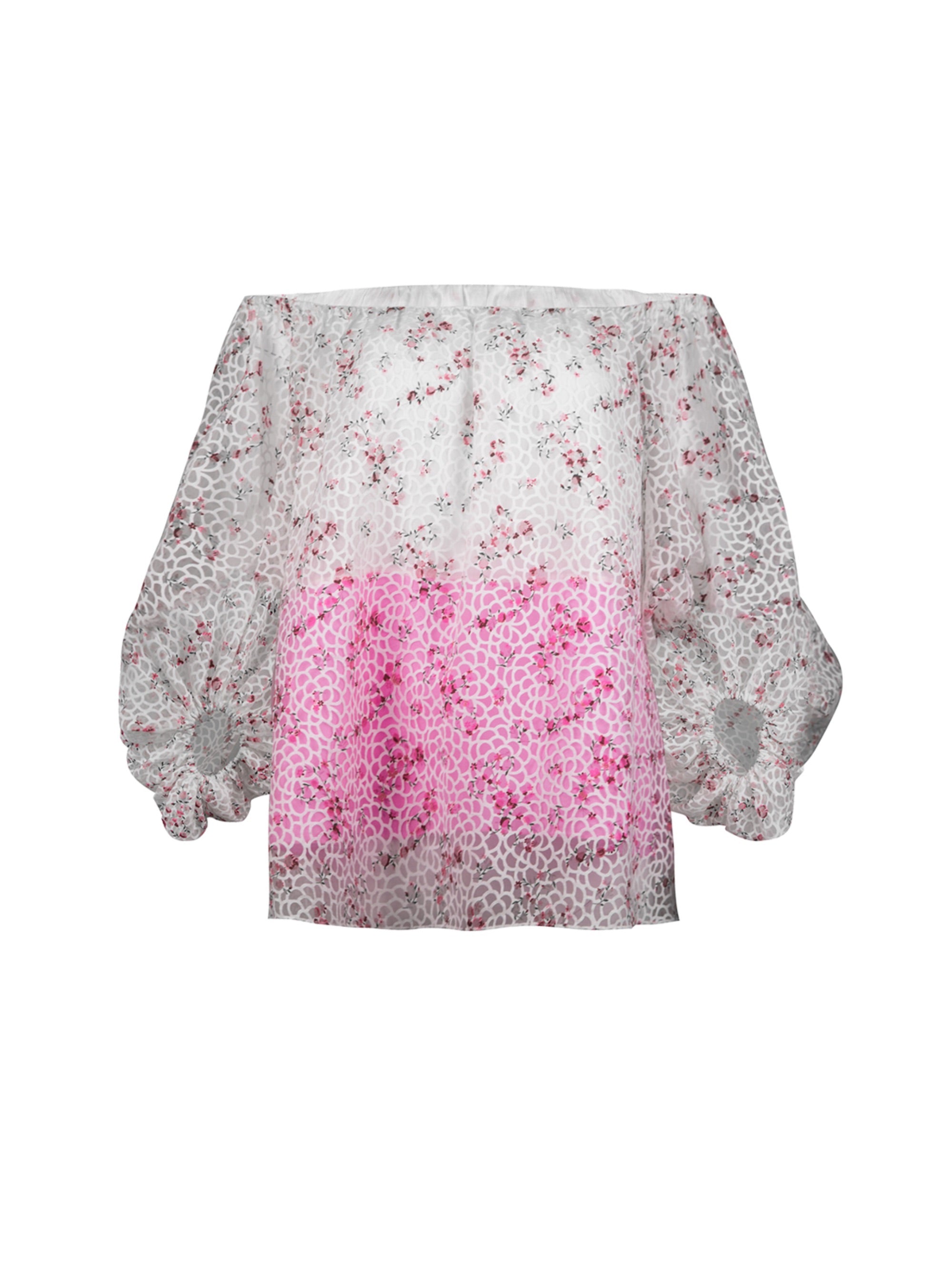 Carmenbluse mit weiter Passform, lockeres Design und auffällige Optik durch das Devoree Gewebes