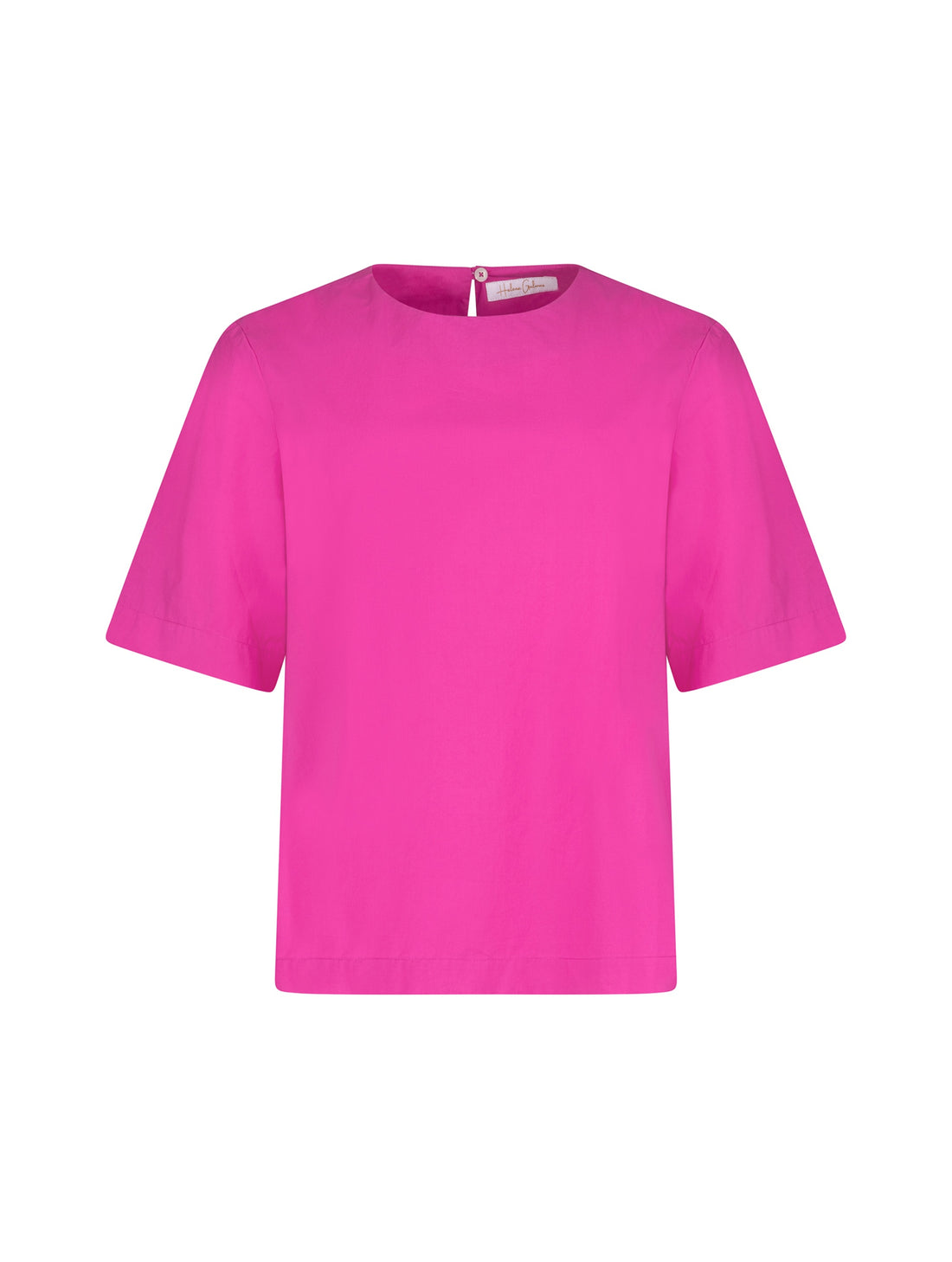Hochgeschlossene Bluse aus Baumwolle im T-Shirt-Stil mit Knopfverschluss auf der Rückseite. Aus nachhaltiger Baumwolle gefertigt.