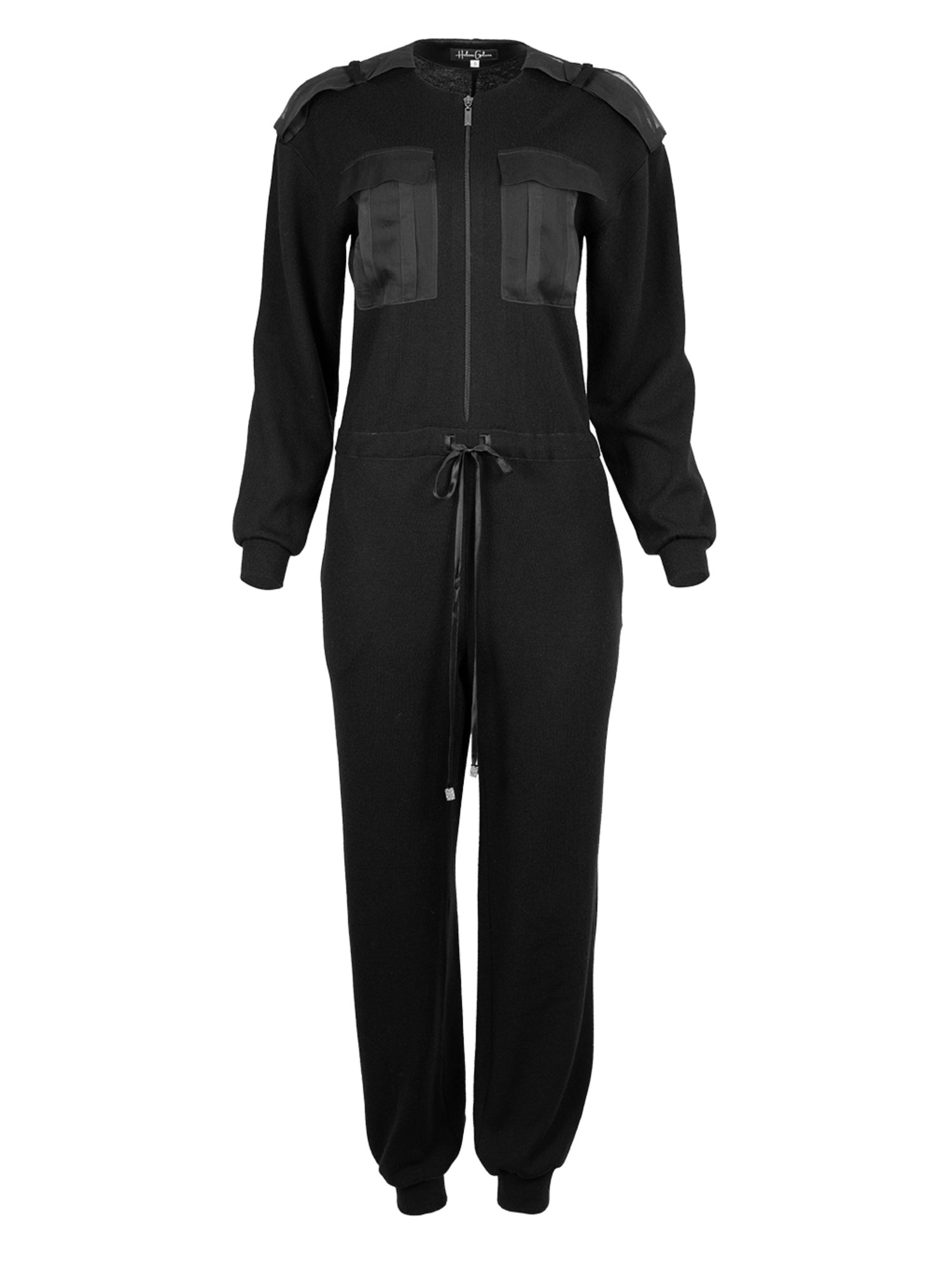 Jumpsuit aus 100% Wolle, Organza Taschen sowie zarten Organza-Epauletten